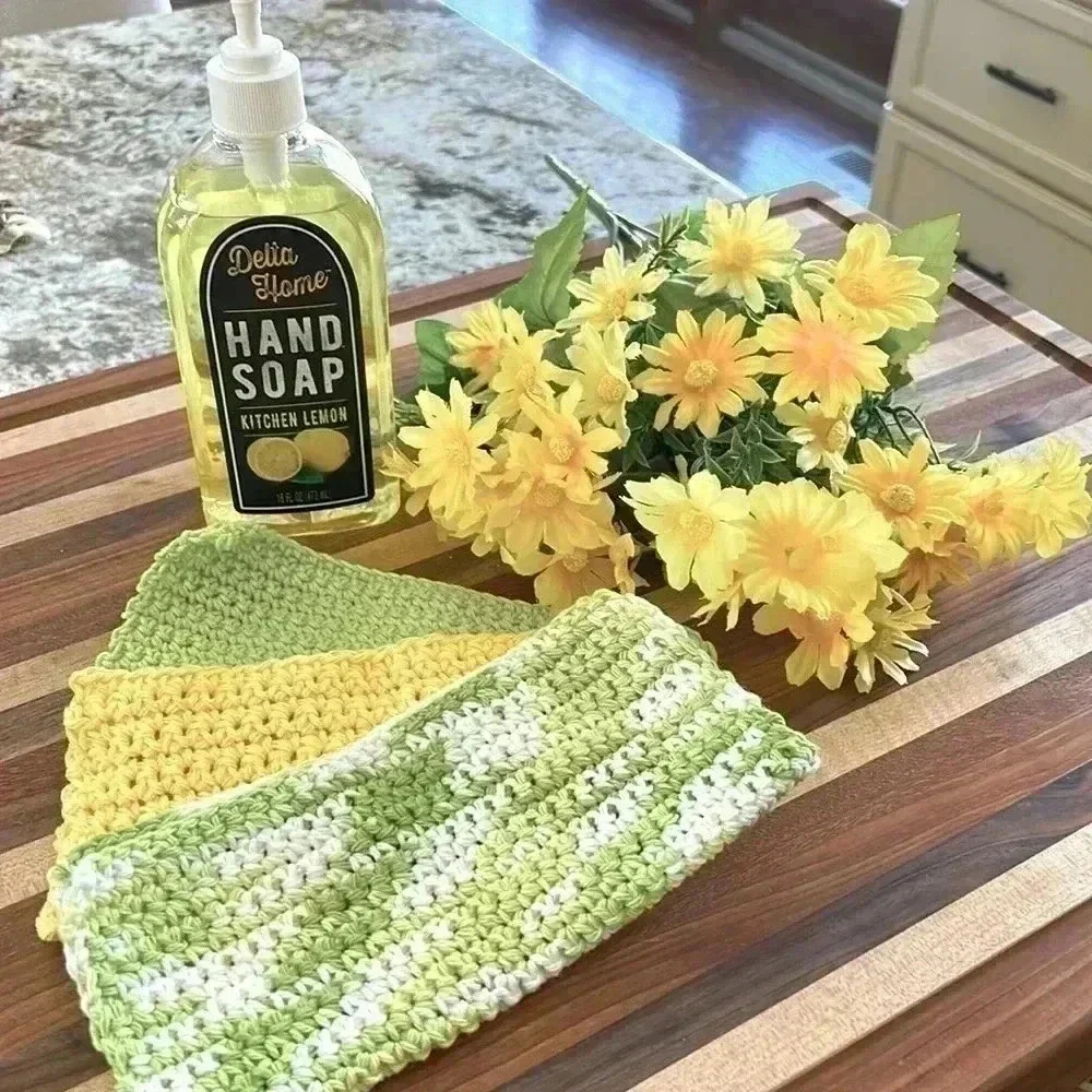 100% Cotton Handmade Washcloths - Set of 3